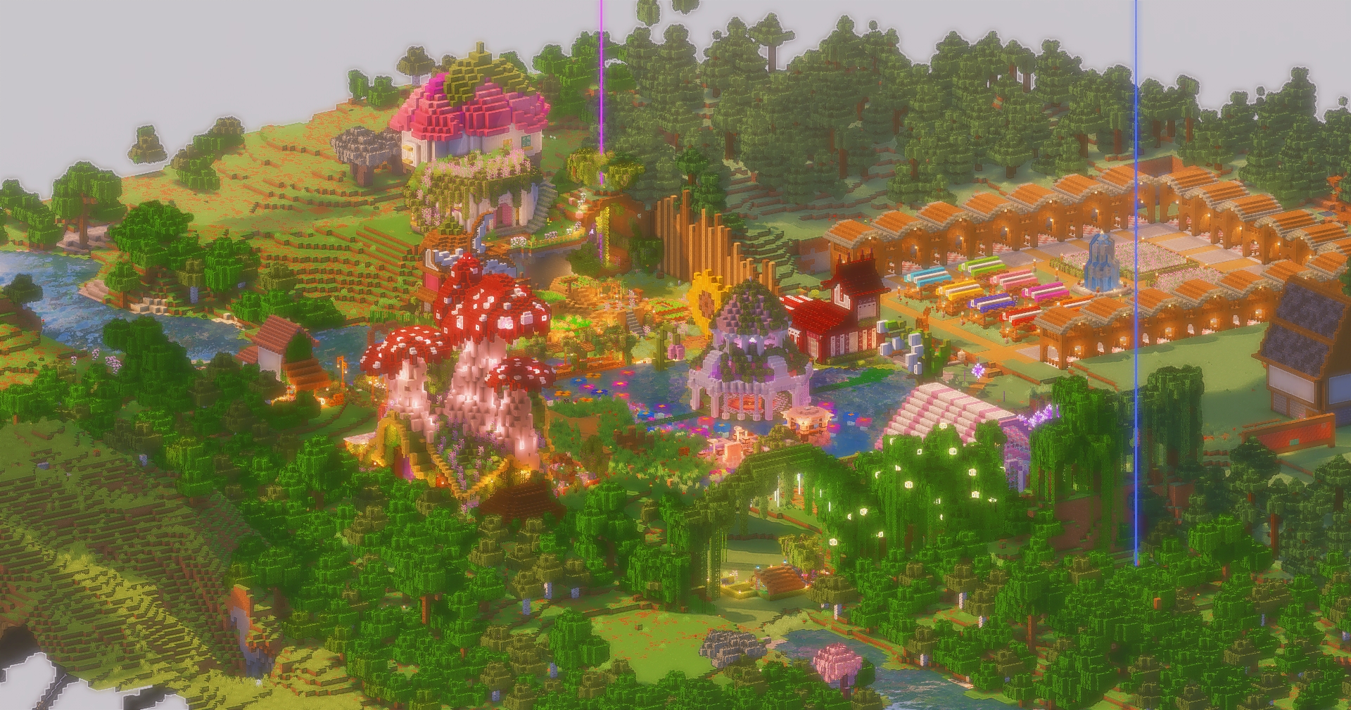A vast survival landscape at dusk